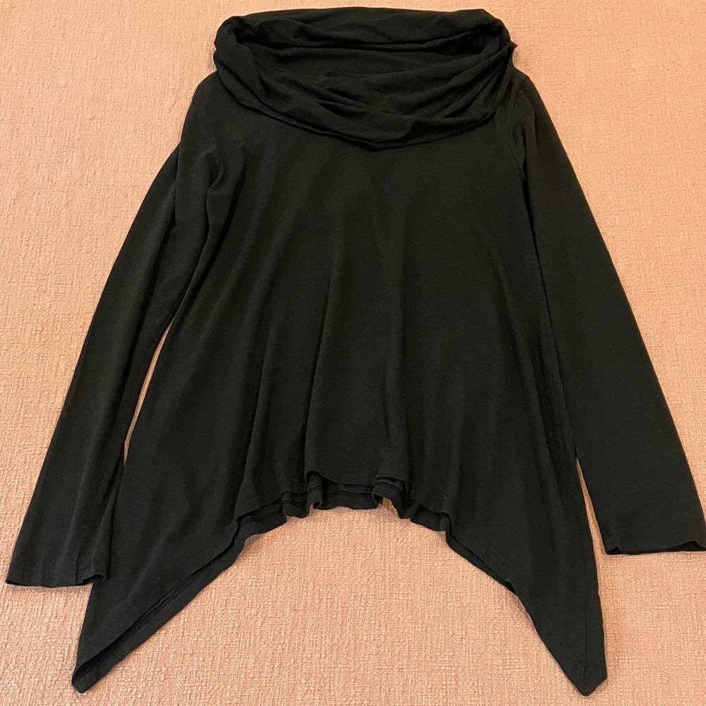 Bamboo/ cotton wm’s Black Cowl Neck Tunic, made in Canada